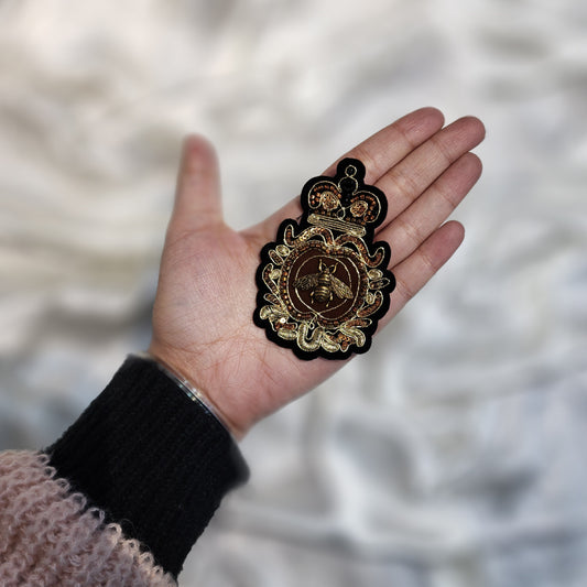Golden Black Hand Embroidery Men Gent Shirt Patch 1 Piece
