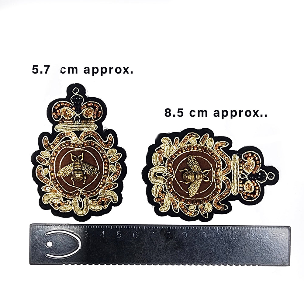 Golden Black Hand Embroidery Men Gent Shirt Patch 1 Piece