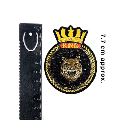 Black, Yellow Lion Face Designer Men Gents Shirt Patch 1 Piece