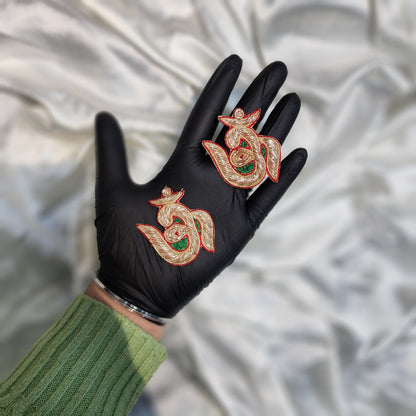 Light Golden Om Shaped Hand Embroidery Patch