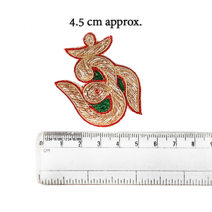 Light Golden Om Shaped Hand Embroidery Patch