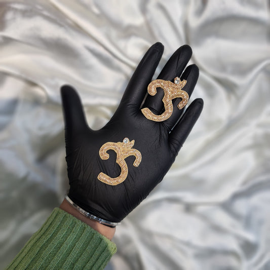 Golden Color Om Design Handwork Patch (2 Pieces)