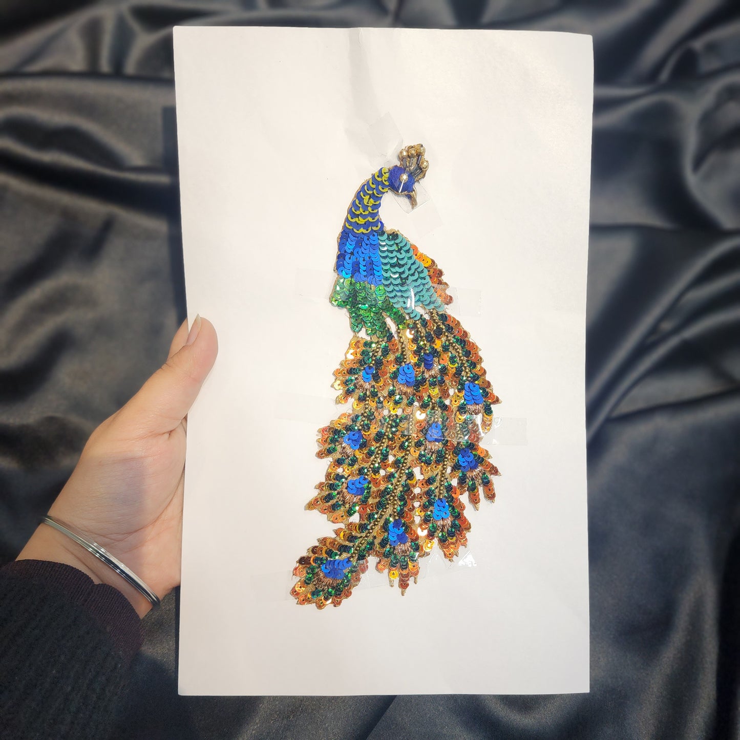 Multicolor Sequins work Peacock Patch