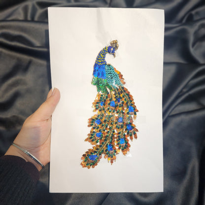 Multicolor Sequins work Peacock Patch