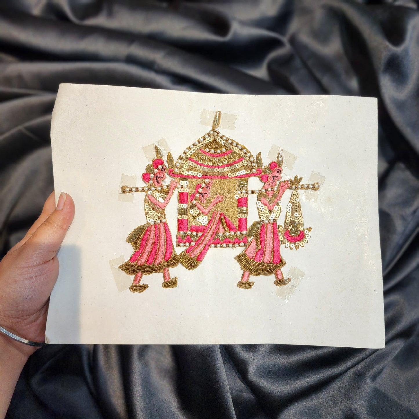 Pink Threadwork Bridal Doli Patch
