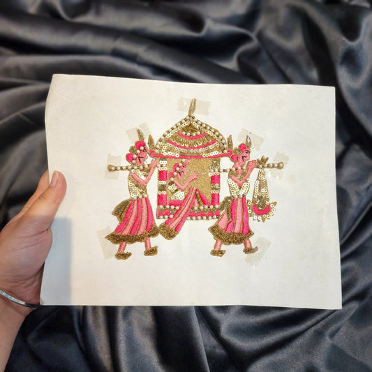 Pink Threadwork Bridal Doli Patch