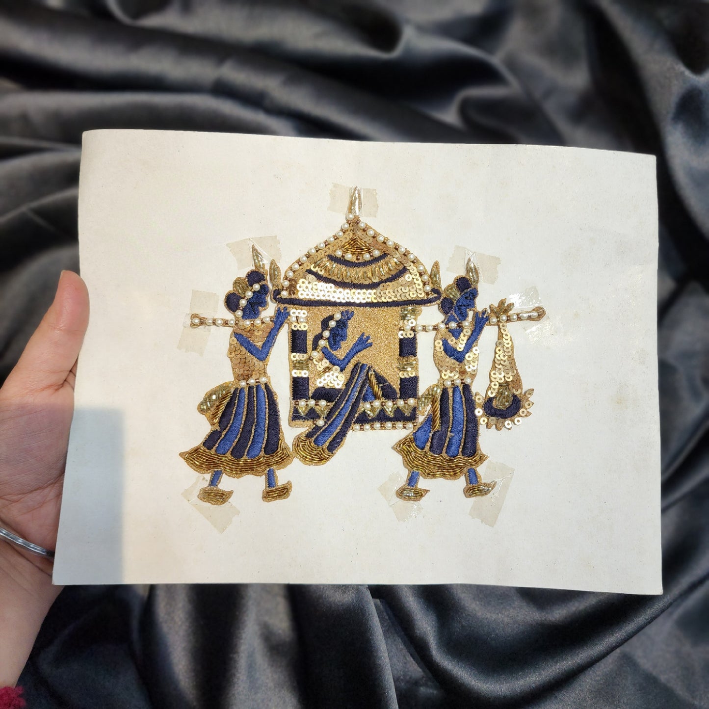 Navy Blue Threadwork Bridal Doli Patch