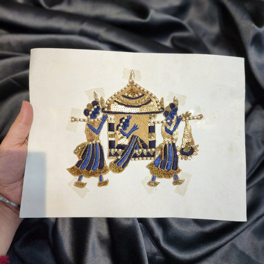 Navy Blue Threadwork Bridal Doli Patch