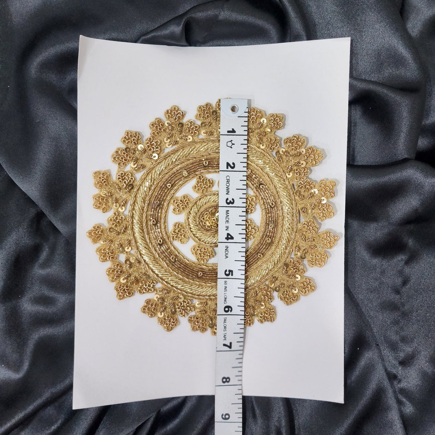 Round Dabka Work Hand Embroidery Patch Applique