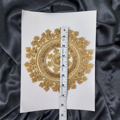 Round Dabka Work Hand Embroidery Patch Applique