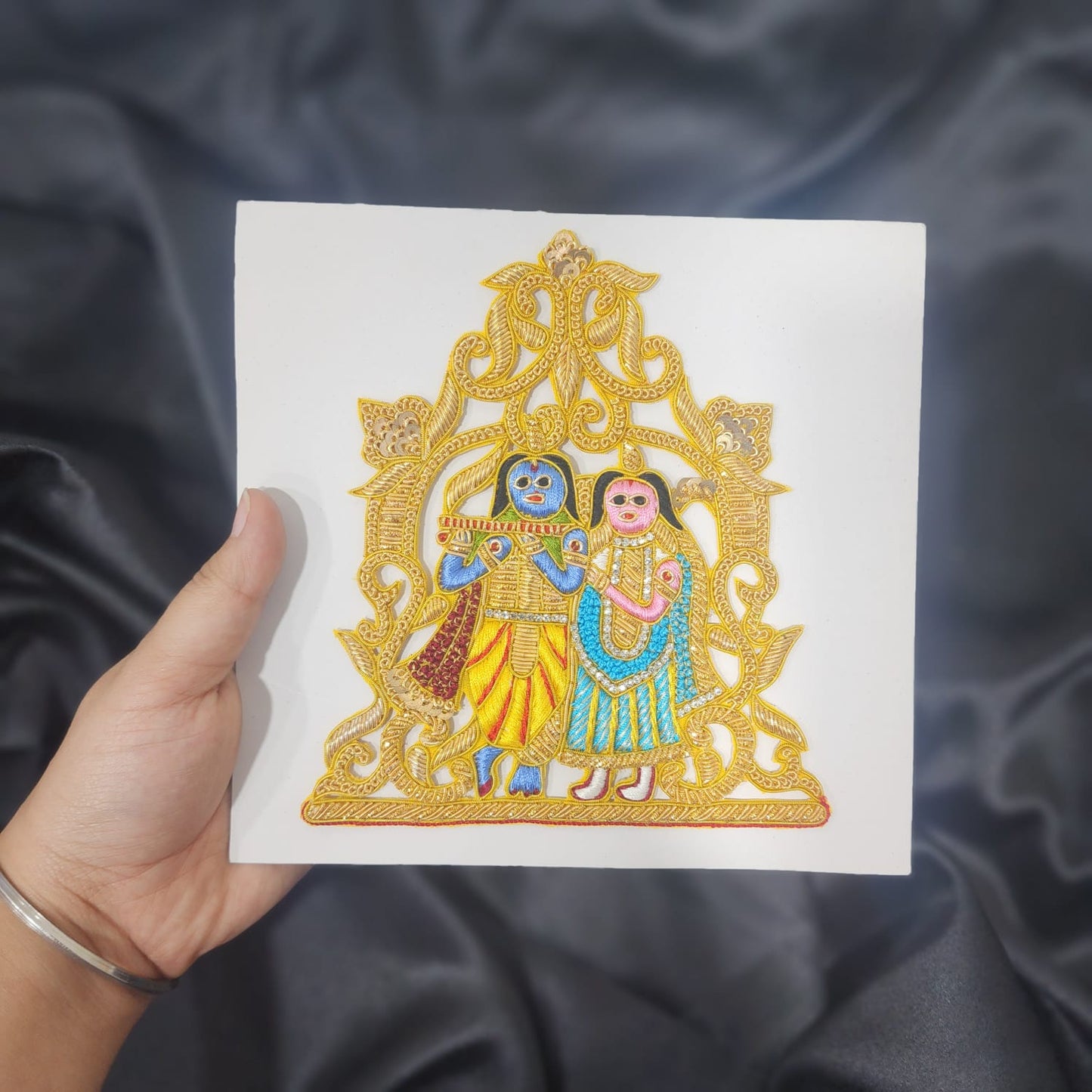 Multi Yellow Gold Radha Krishna Handwork Patch