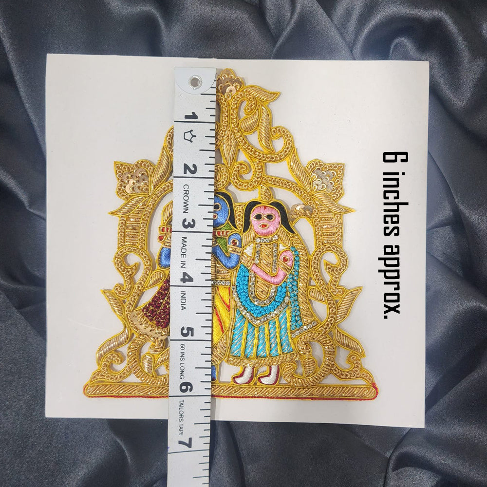 Multi Yellow Gold Radha Krishna Handwork Patch