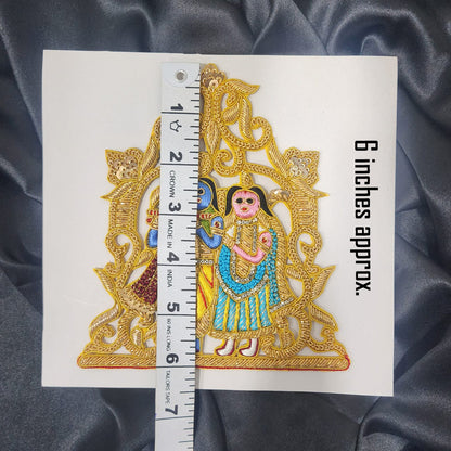 Multi Yellow Gold Radha Krishna Handwork Patch