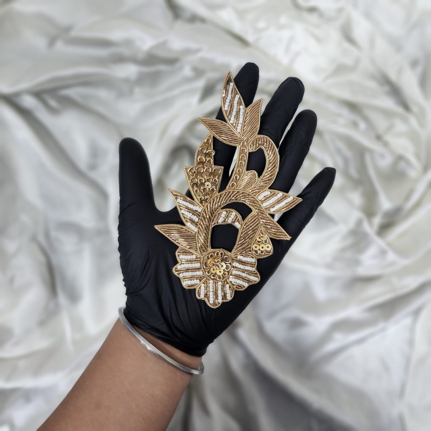Antique Gold Beads and Dabka work Zardozi Patch
