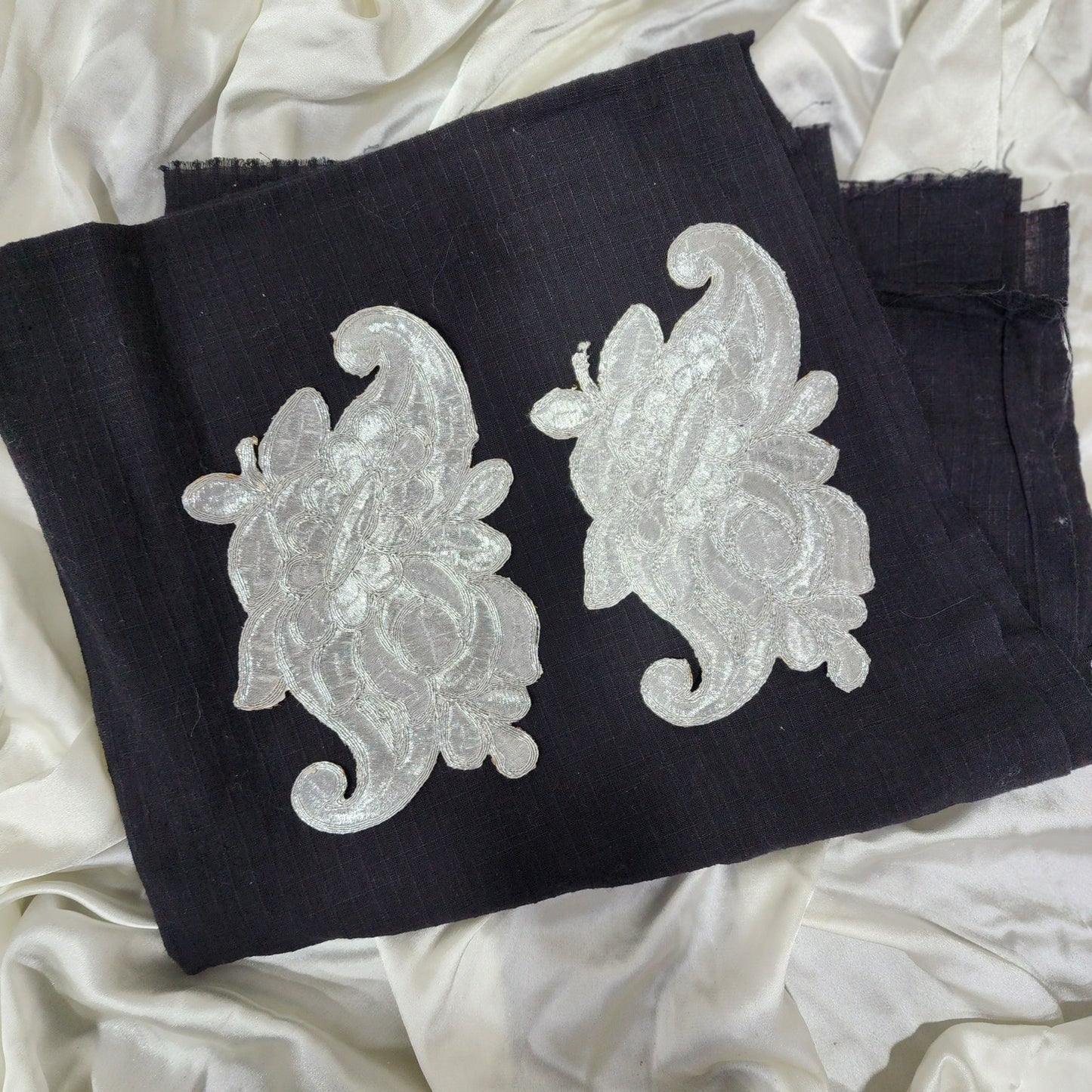 Silver color Zari work Patch (2 Piece)