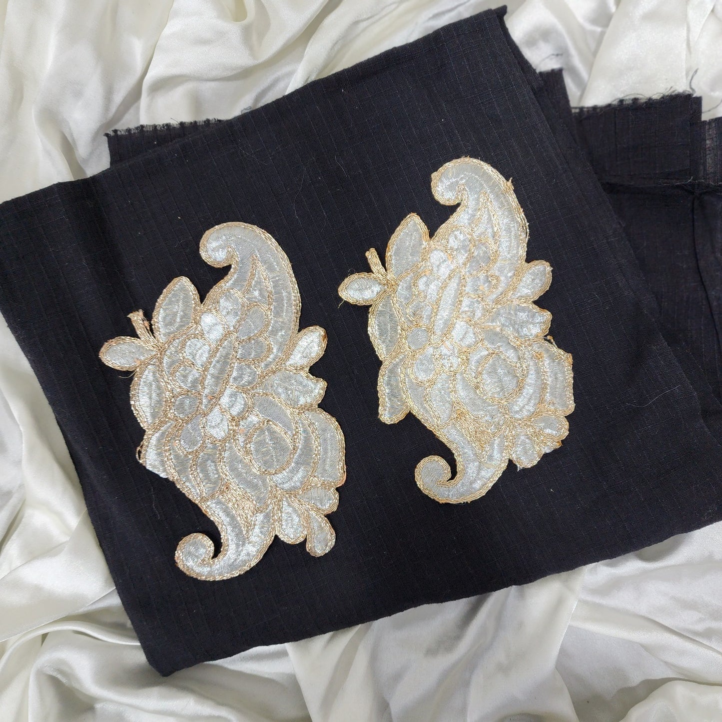 Silver color Zari work Patch (2 Piece)