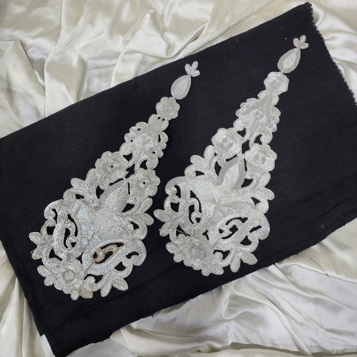 Silver color Zari work Butta Patch 2 pc