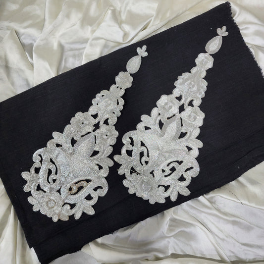 Silver color Zari work Butta Patch 2 pc