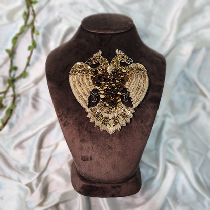 Sequins and Beads Work Dragon of Hearts Patch Applique