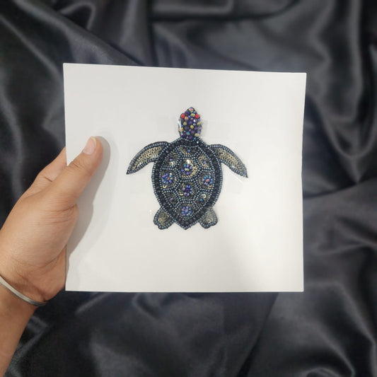 Blue color Beads work Tortoise Patch