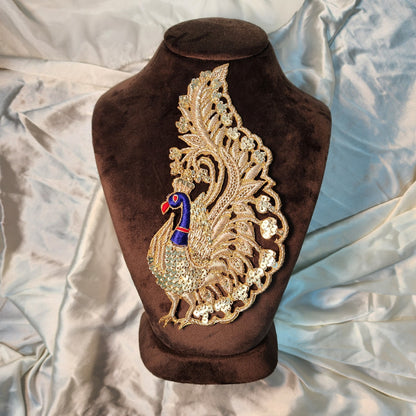 Hand Embroidered Dabka work Peacock Patch