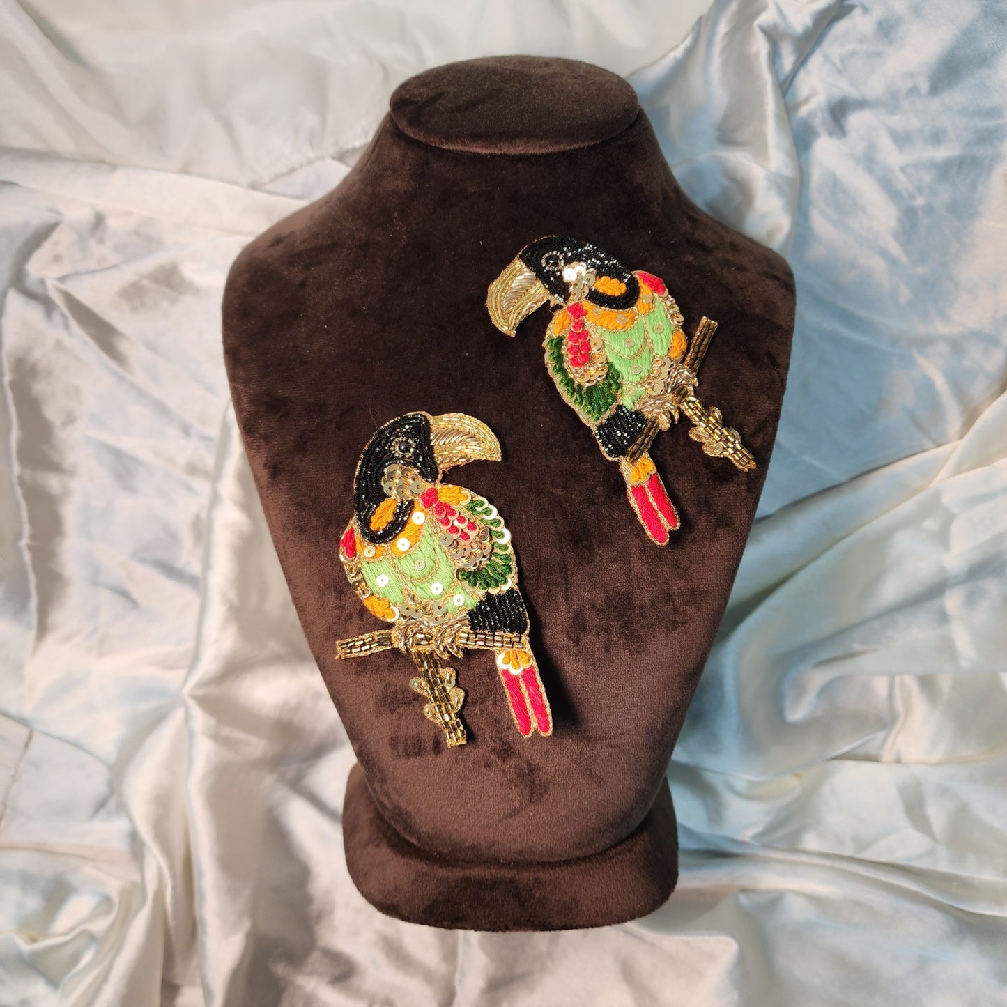 Multicolor Thread and Sequins work Parrot Patches