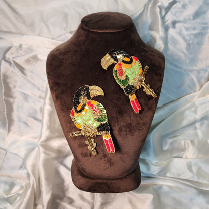Multicolor Thread and Sequins work Parrot Patches