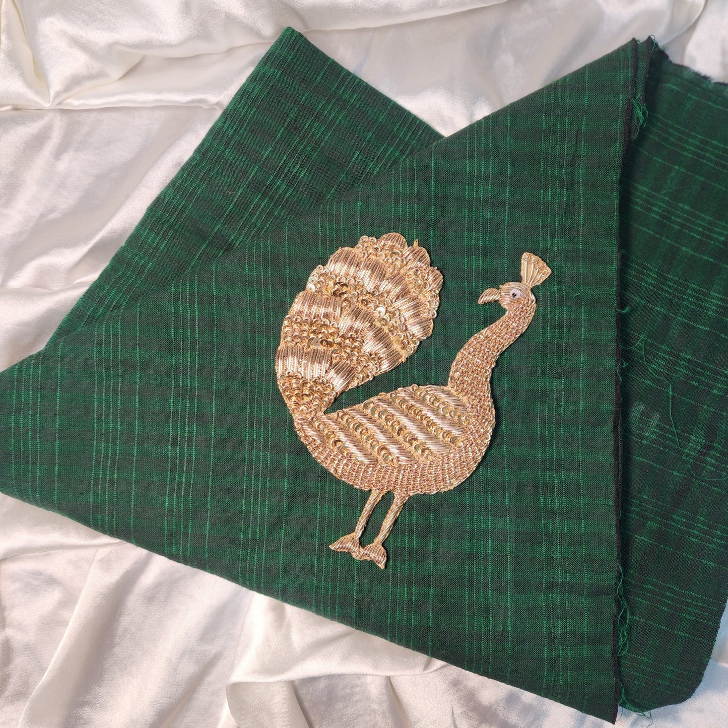 Antique Golden color Dabka work Peacock Patch Applique