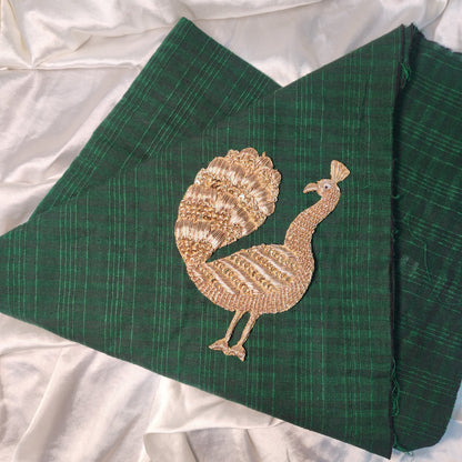 Antique Golden color Dabka work Peacock Patch Applique