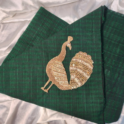 Antique Golden color Dabka work Peacock Patch Applique