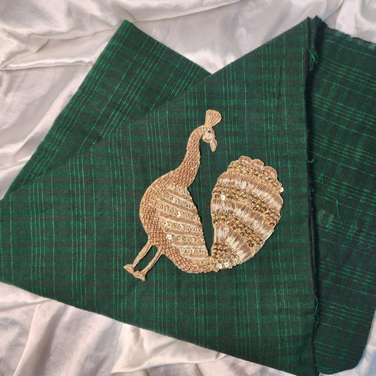 Antique Golden color Dabka work Peacock Patch Applique
