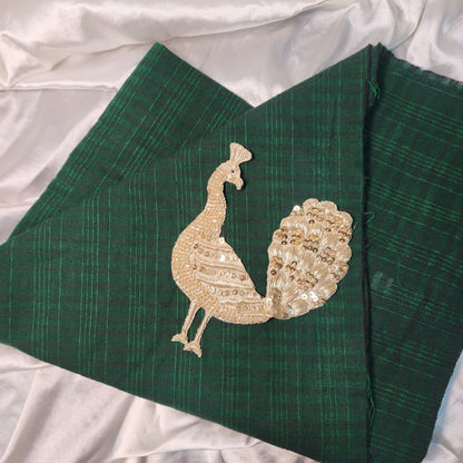 Light Golden color Dabka work Peacock Patch 1 PC