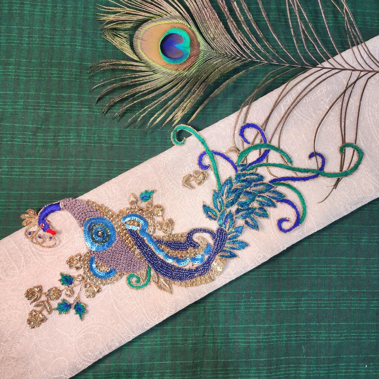 Multicolor Threadwork Peacock Patch