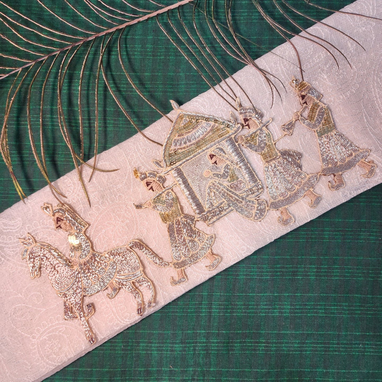 Water Golden color Dabka work Doli Bridal Patch 1 pc