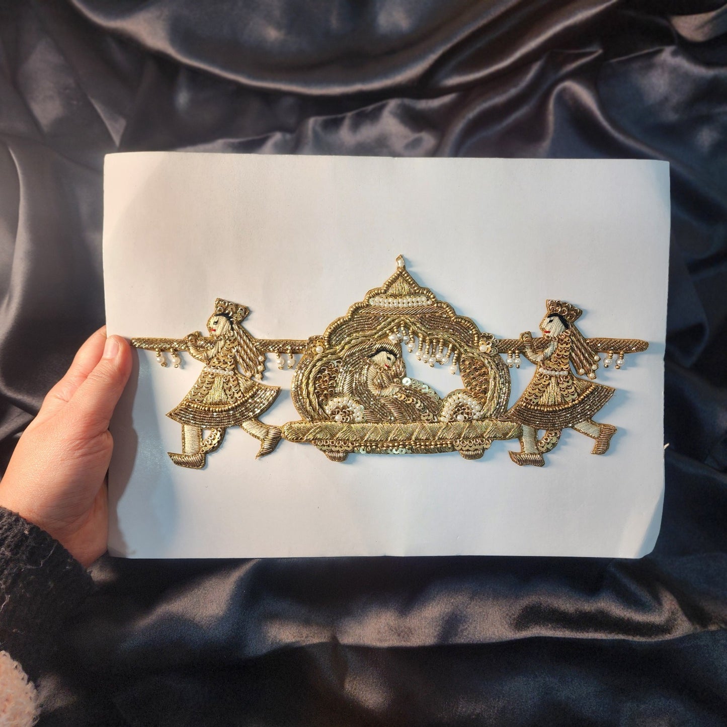 Golden color Bridal Doli Patch with Pearl work