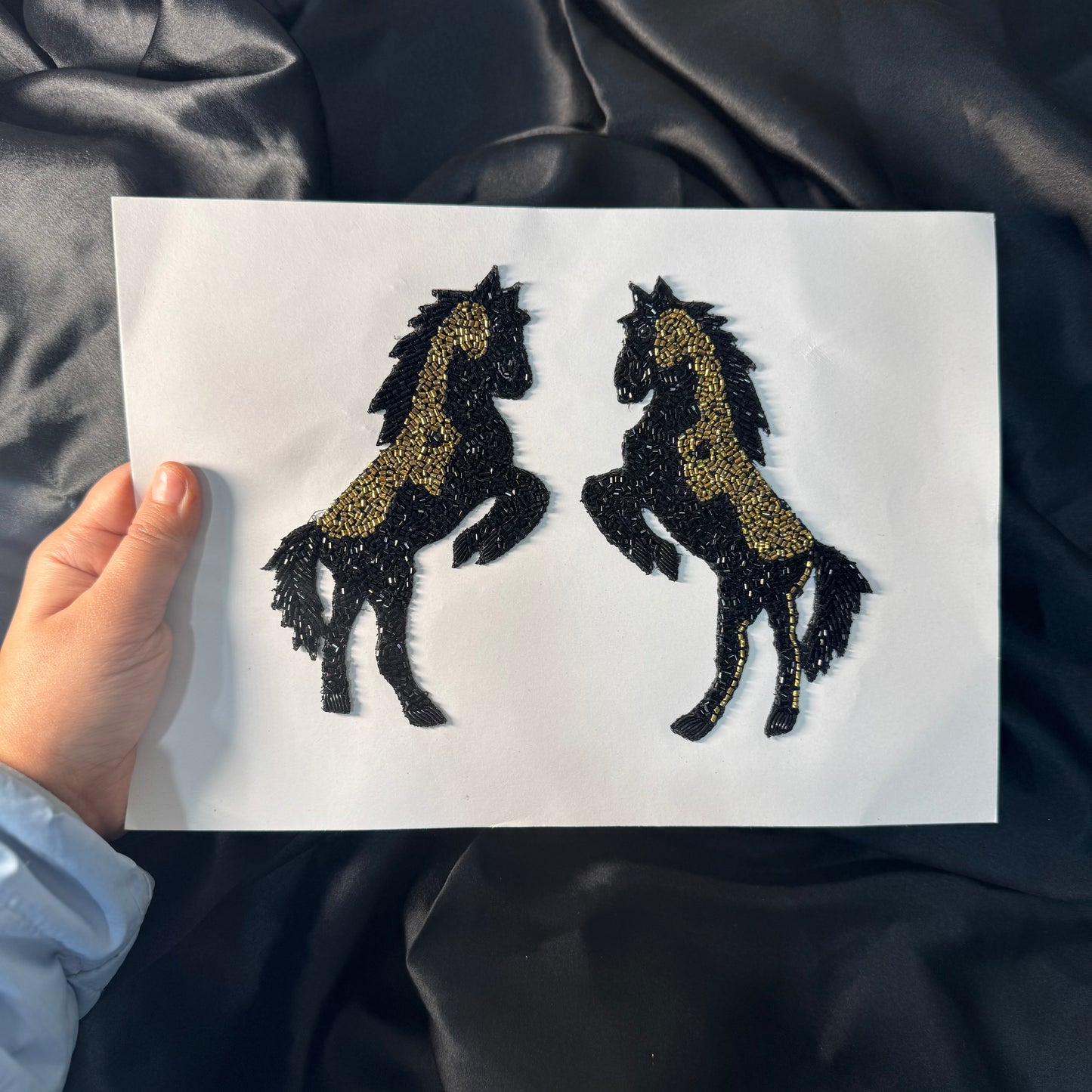 Beads work Horse Design Patch Applique