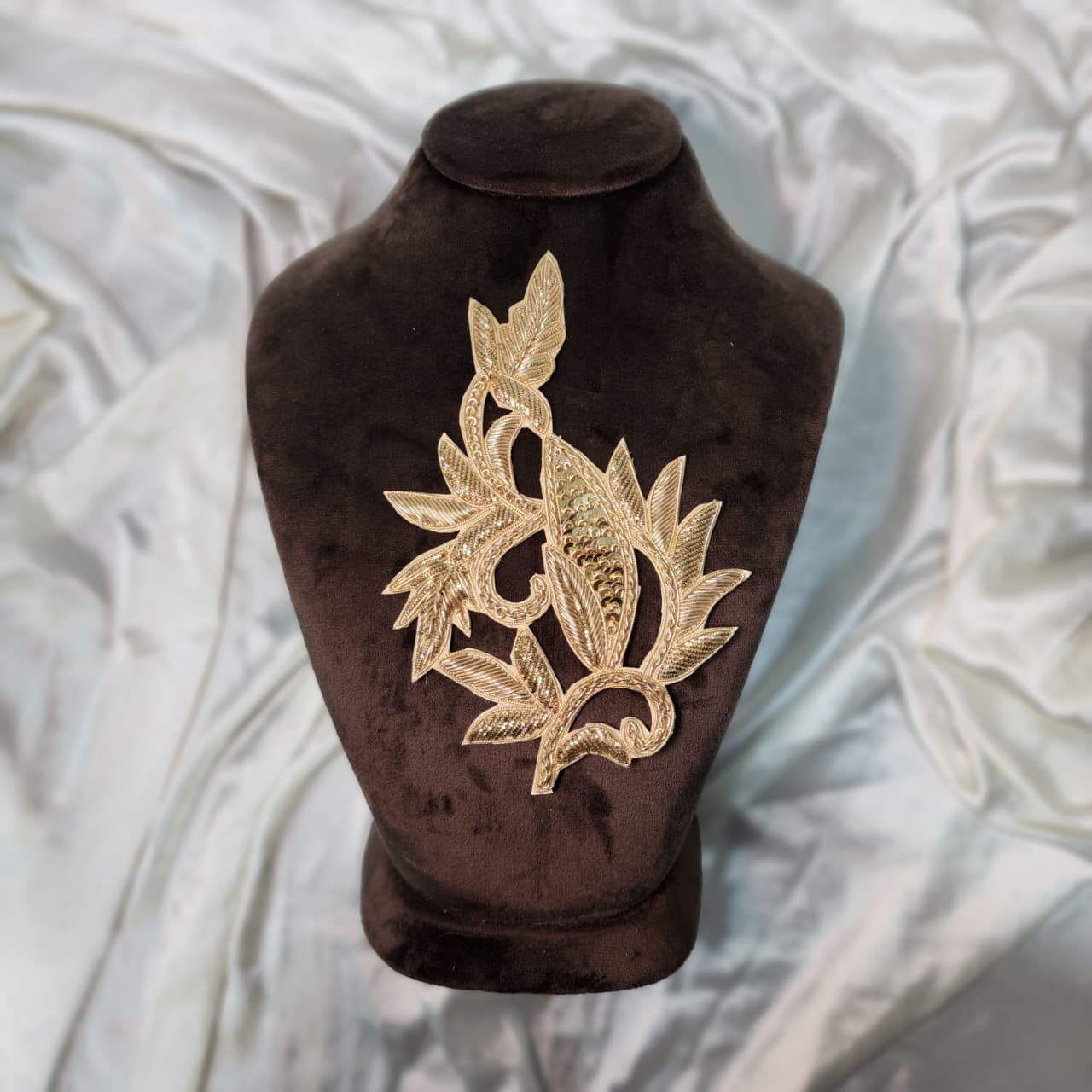 Golden Dabka and Sequins work Hand Embroidered Butta Patch