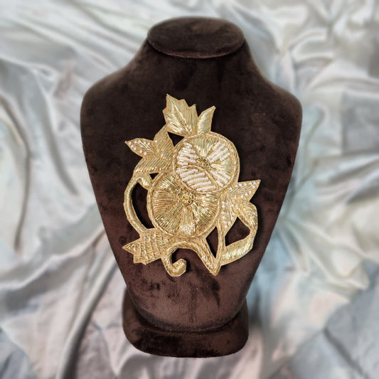 Light Golden Hand Embroidered Butti Patch 1 Piece