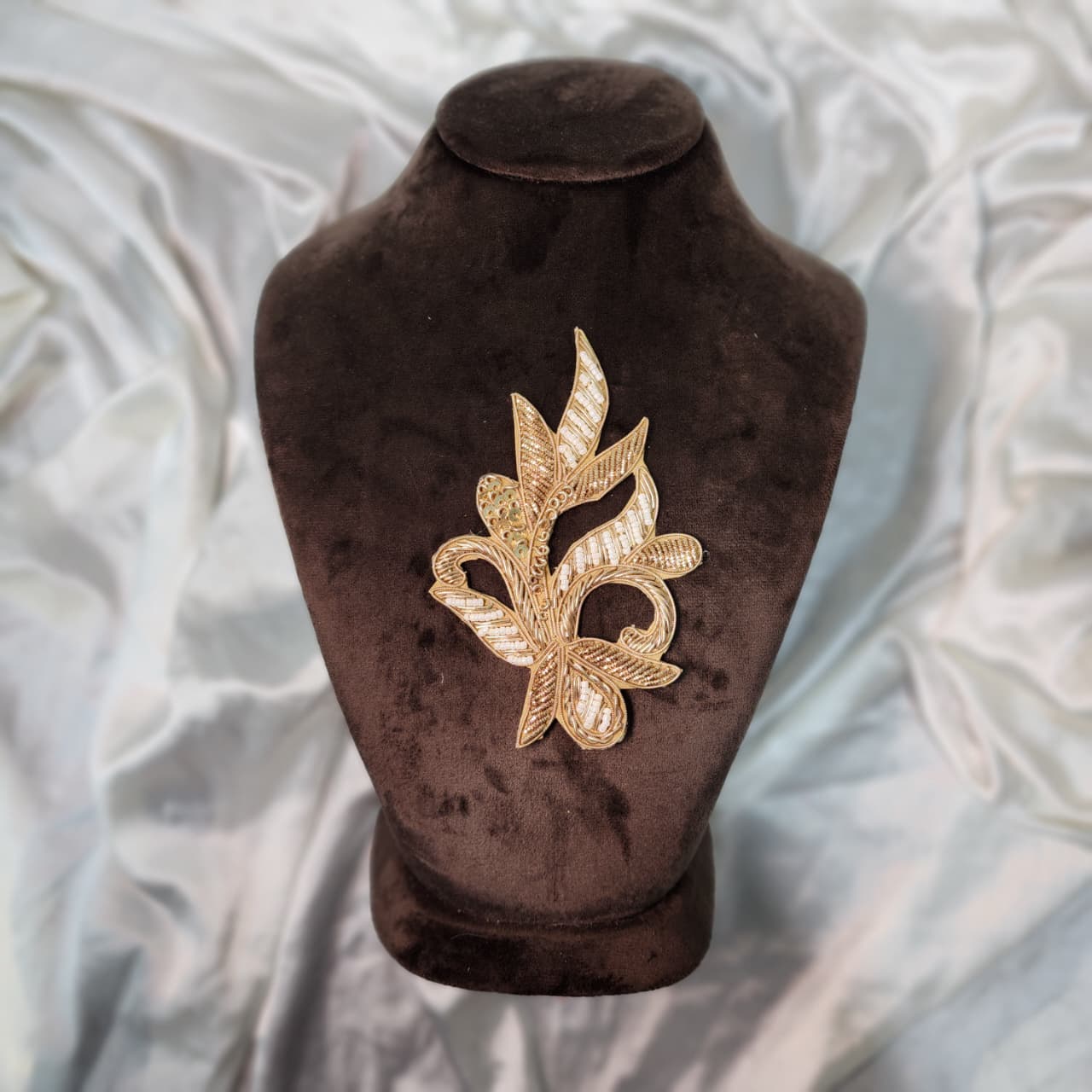 Antique Gold Dabka and Moti work Butti Patch 1 Piece