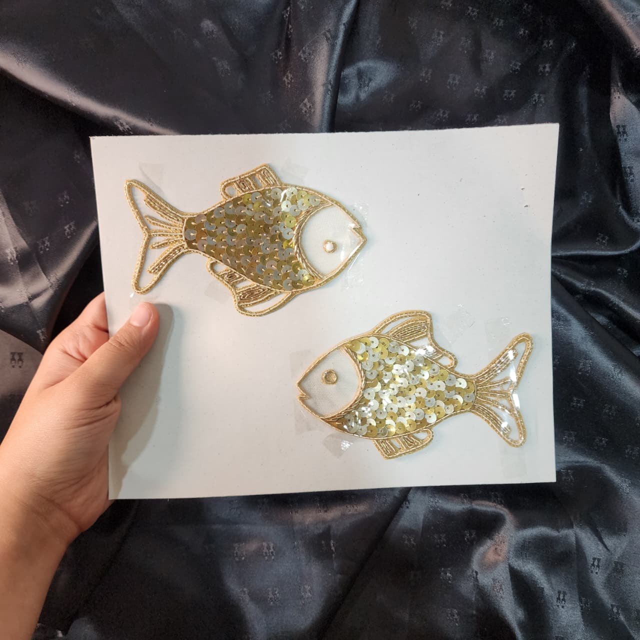 Handwork Fish Patches with sequins work 2 Pcs