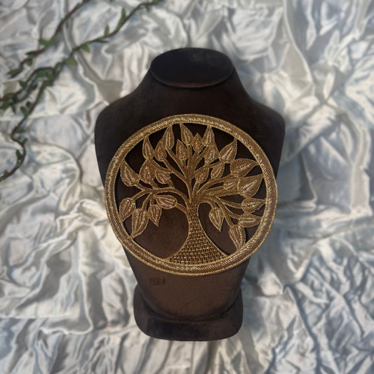 Round Antique color Tree Design Handwork Patch