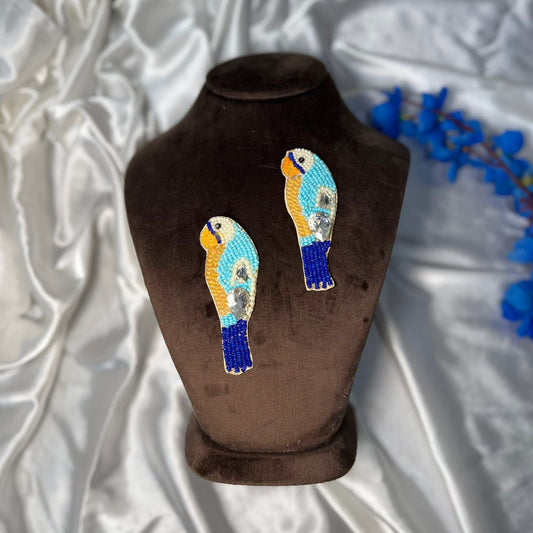 Colorful Bird Sequence & Beaded Patch (1 Pair)