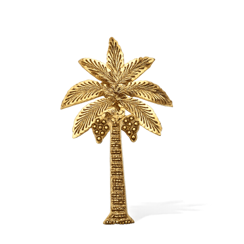 Golden Palm Tree Embroidered Applique Patch (1 piece)