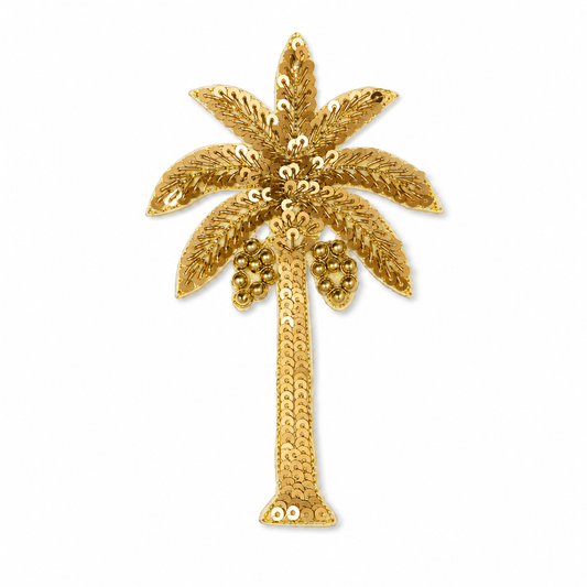 Golden Palm Tree Embroidered Applique Patch (1 piece)
