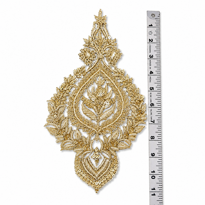 Antique Gold Floral Zardozi Embroidered Patch