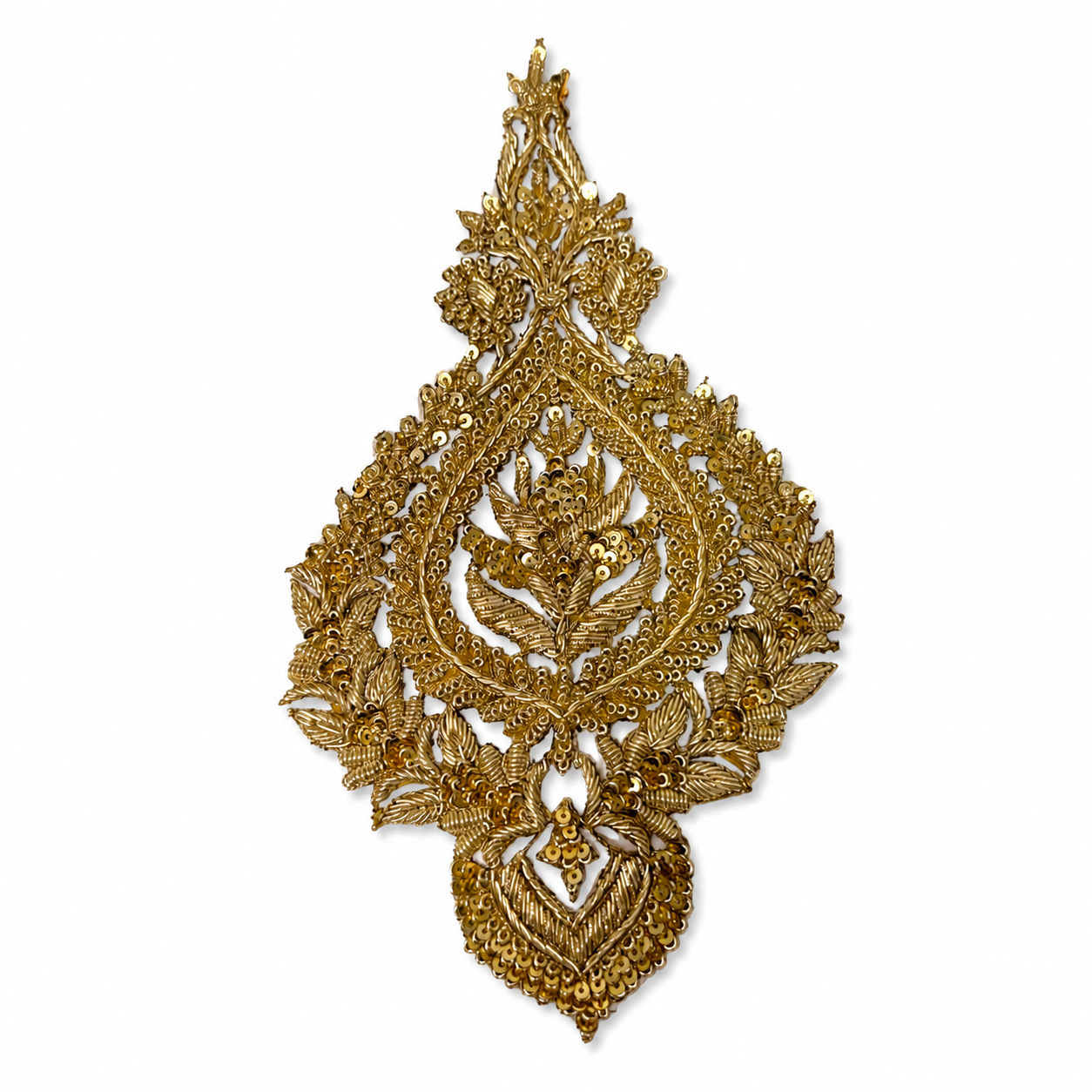 Antique Gold Floral Zardozi Embroidered Patch