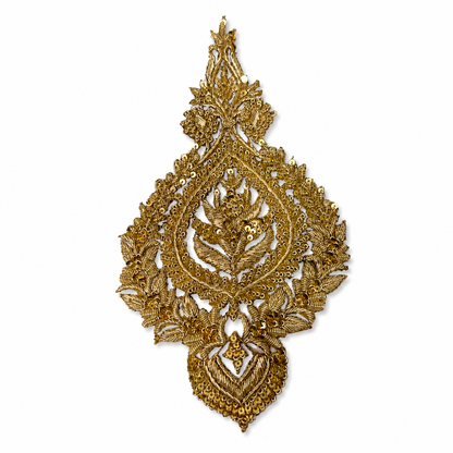 Antique Gold Floral Zardozi Embroidered Patch