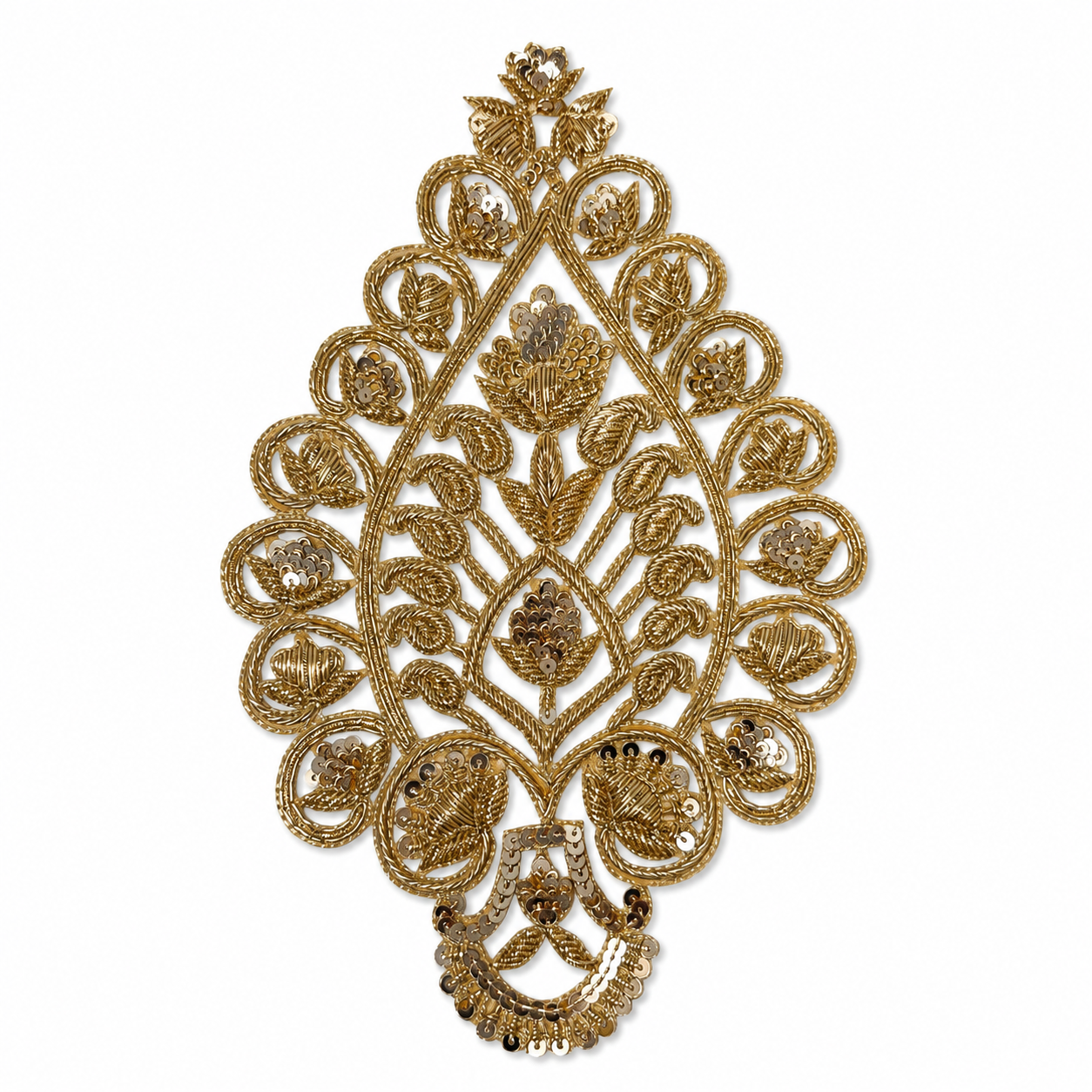 Elegant Floral Zari & Sequin Embroidered Patch