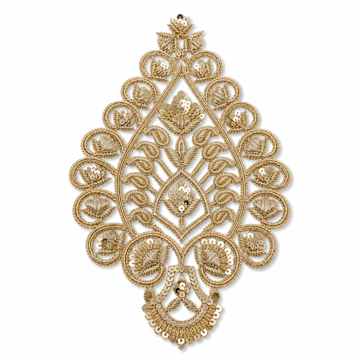 Elegant Floral Zari & Sequin Embroidered Patch