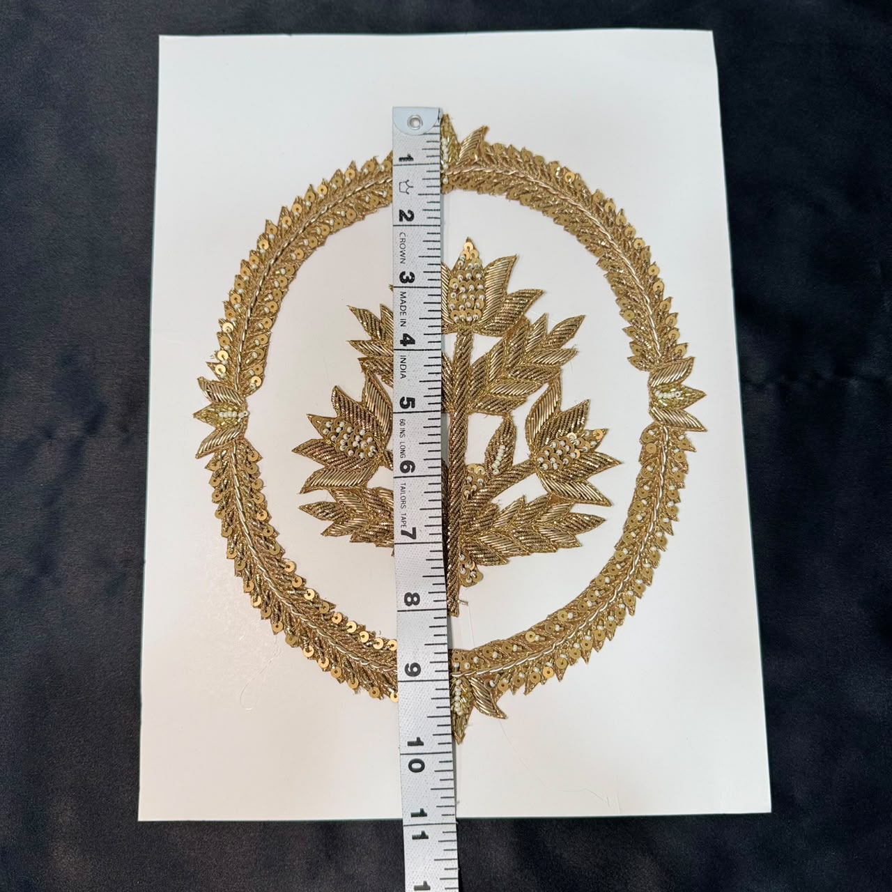 Traditional Floral Gold Zari & Sequin Embroidery Patch